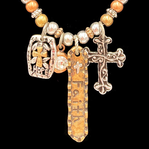 Cross Faith Hope Western Vintage Necklace Earrings