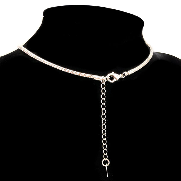 Plain Bar Snake Chain Silver Necklace