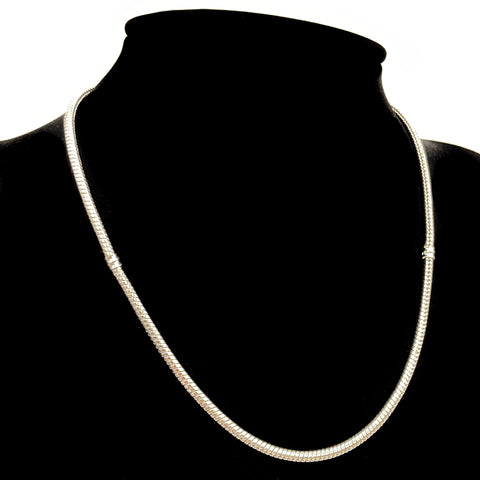 Plain Bar Snake Chain Silver Necklace