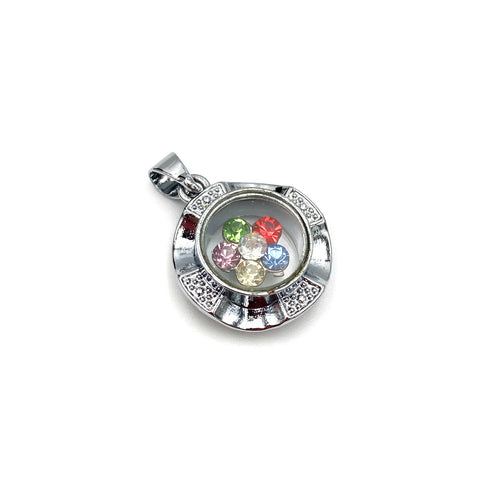 Colorful Flower Rhinestone Tiny Circular Spin Pendant