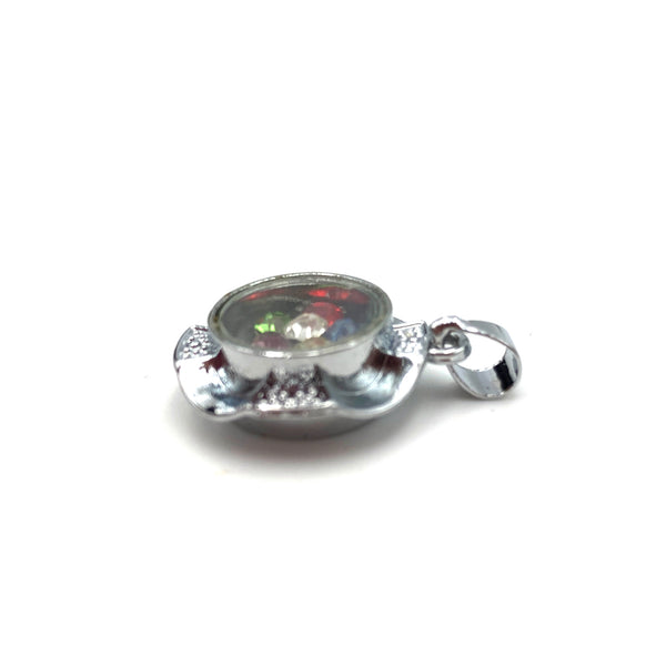 Colorful Flower Rhinestone Tiny Circular Spin Pendant