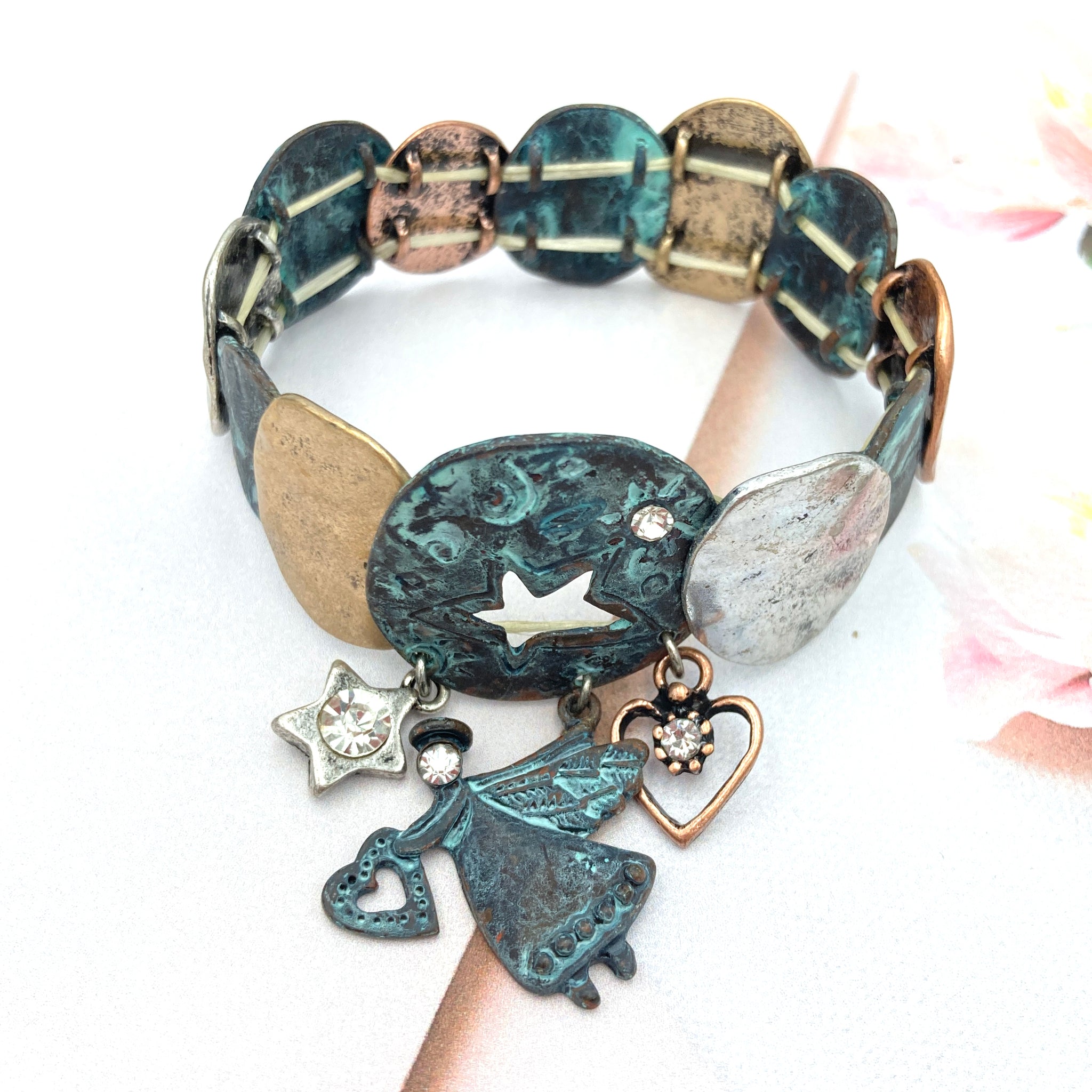 Patina Angel Cupid Love Stretch Bracelet