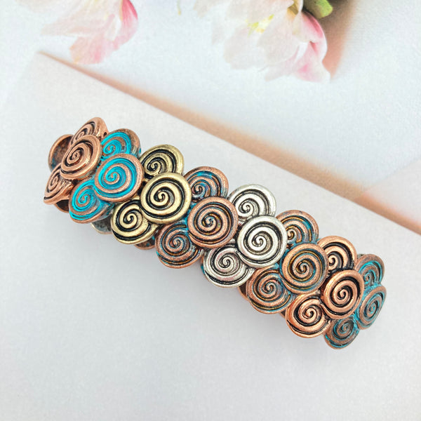 Circular Swirls Western Tri Tone Stretch Bracelet