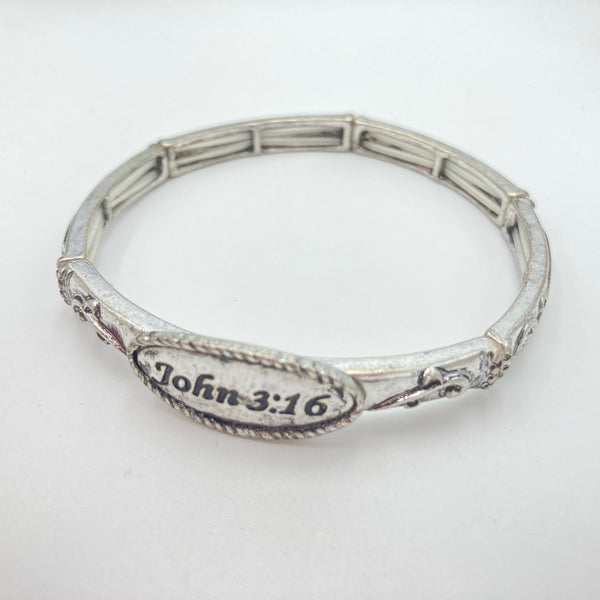 John 3:16 Tri Tone Western Stretch Bangle Bracelet