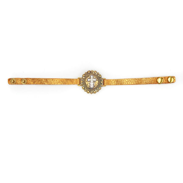 Concho Cross Gold Band Snap Bracelet