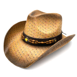 Rainbow Paper Straw Cowboy Hawaiian Beach Hat