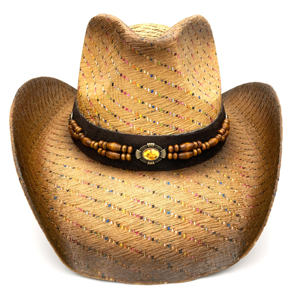 Rainbow Paper Straw Cowboy Hawaiian Beach Hat