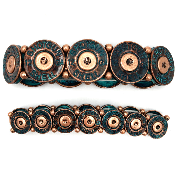 Bronze Patina Shotgun 12 Gauge Bullet Shell Stretch Bracelet