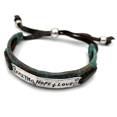 Faith Hope and Love Small Western Bracelet Cuff