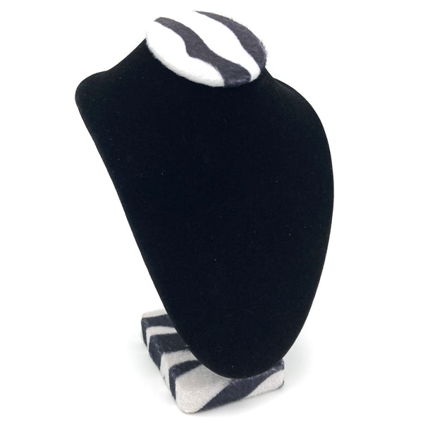 Black Zebra Velvet Necklace Stand Display Holder