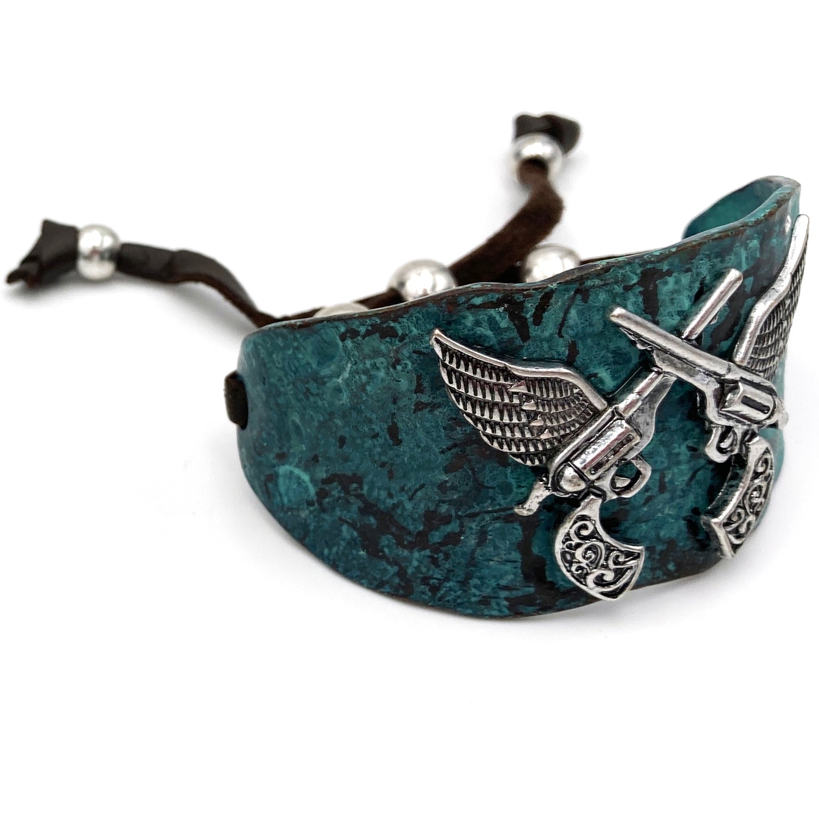 Dual Pistol Gun Angel Wing Western Style Cuff Bracelet