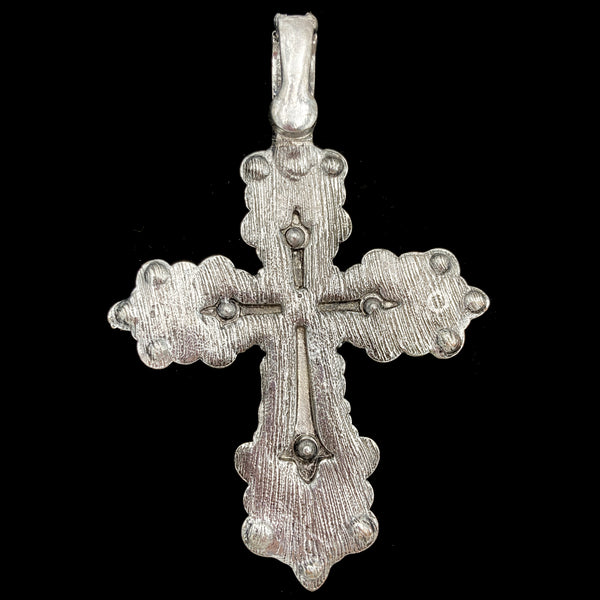 Silver Vintage Western Rhinestone Cross Magnetic Pendant