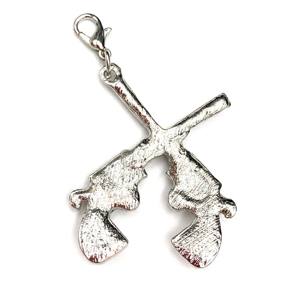 Gun Pistol Rhinestone Crystal Charm with Lobster Hook