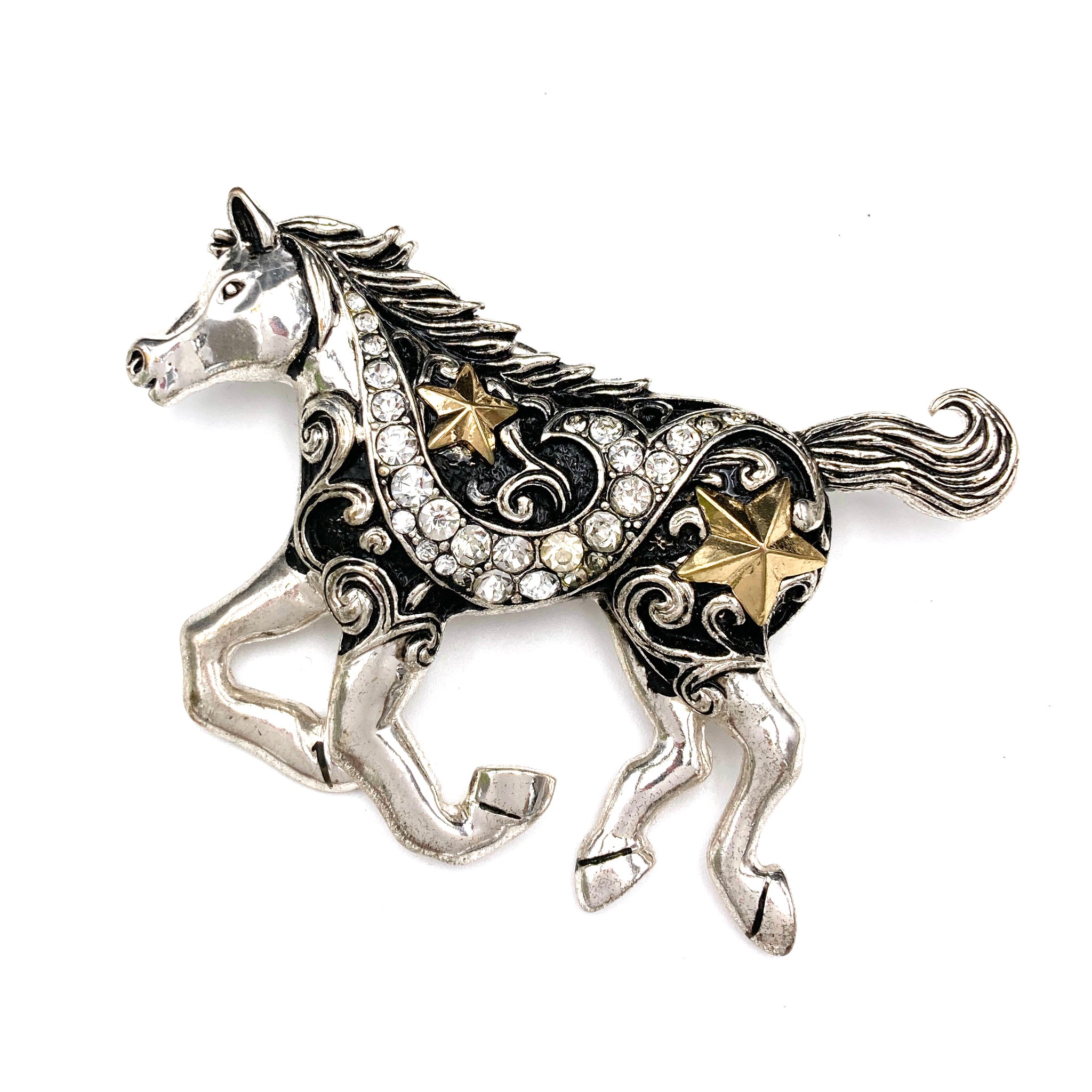 Western Horse Golden Star Rhinestone Magnetic Pendant