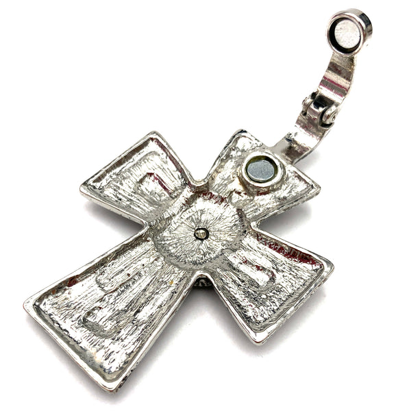 Longhorn Black Rhinestone Cross Magnetic Pendant