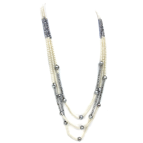 Pearl Crystal Layered Necklace