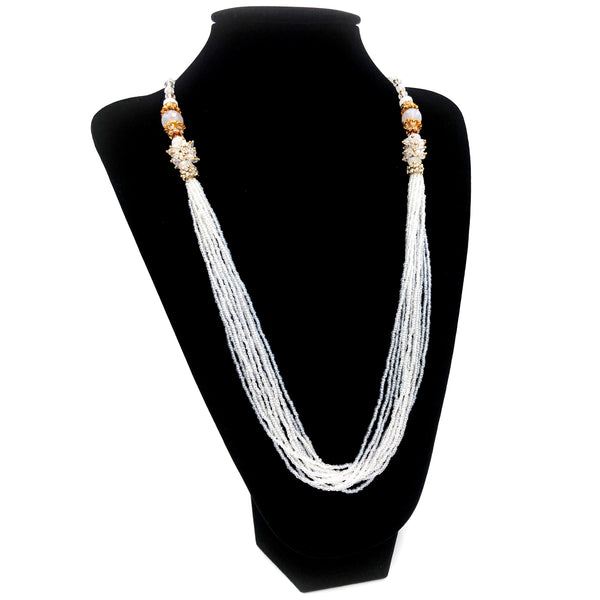 Multi-stranded Seed Bead Crystal Long 17" Necklace