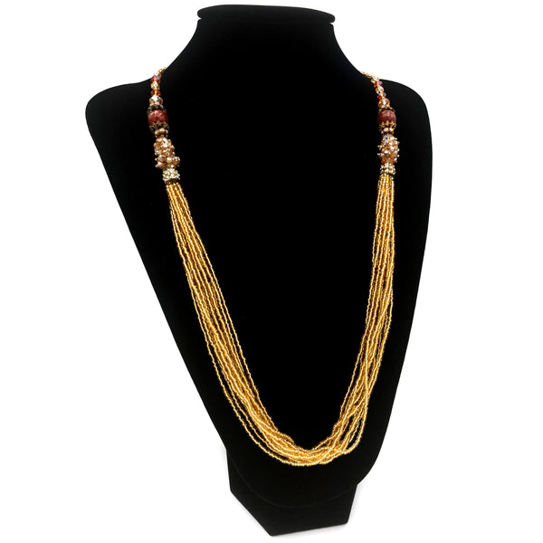 Multi-stranded Seed Bead Crystal Long 17" Necklace