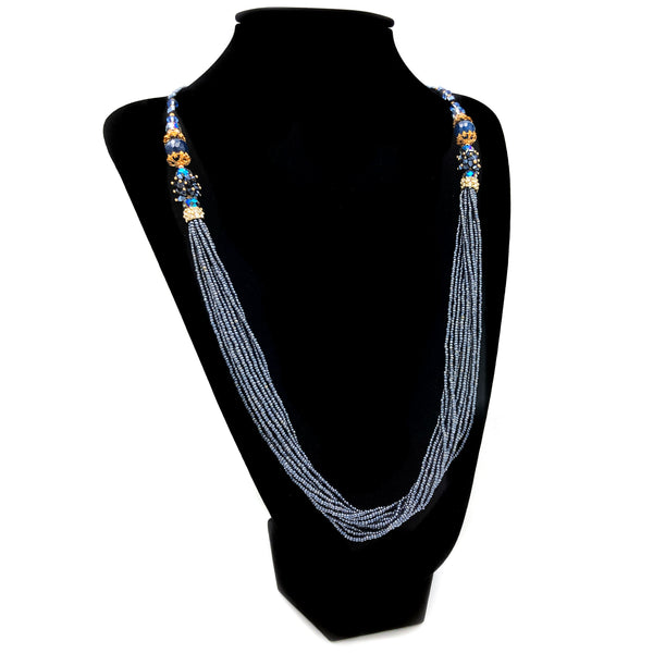 Multi-stranded Seed Bead Crystal Long 17" Necklace