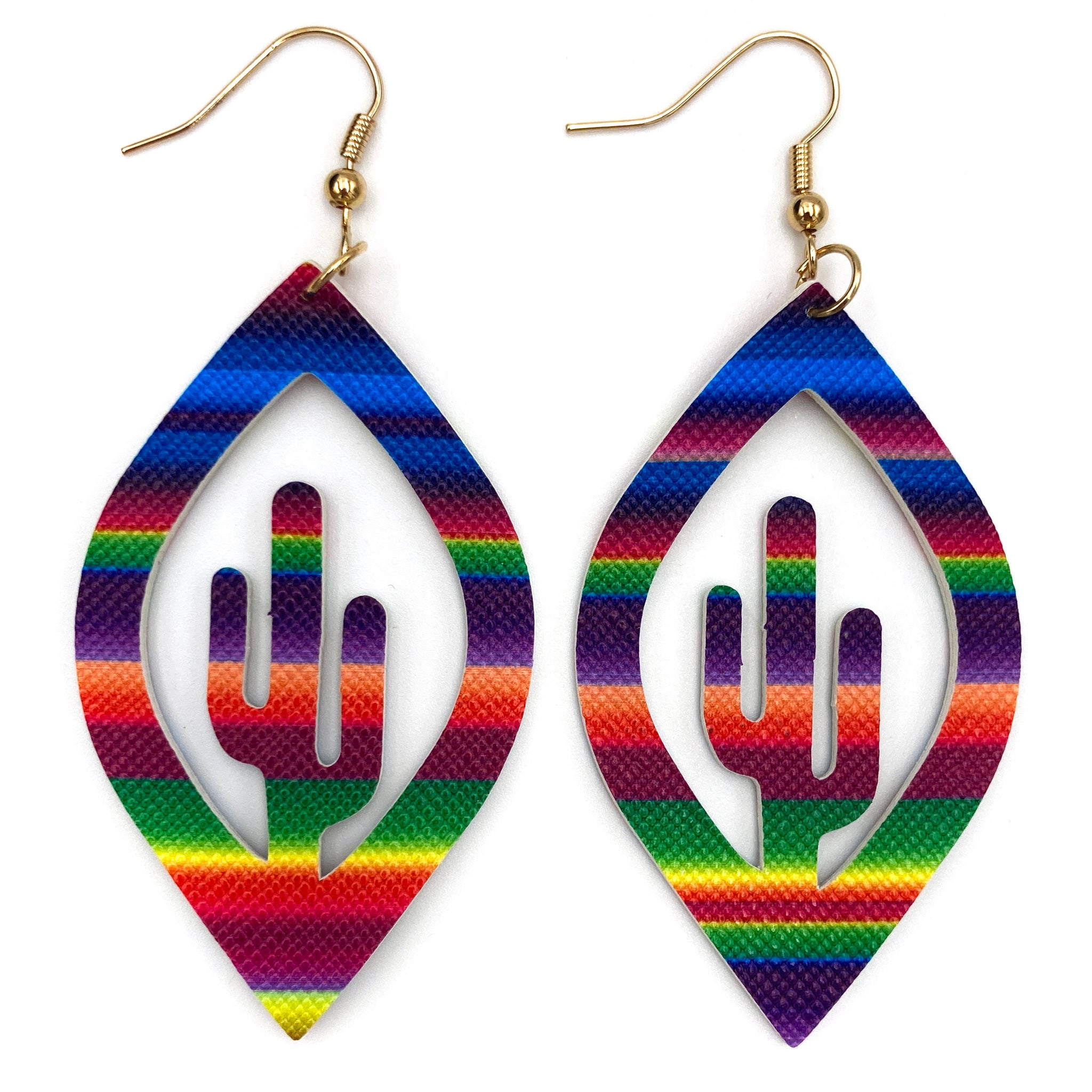 Serape Rainbow Cactus Earring