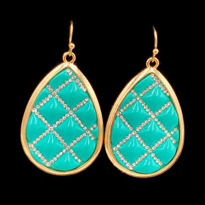 Turquoise Gold Rhinestone Crystal Earring