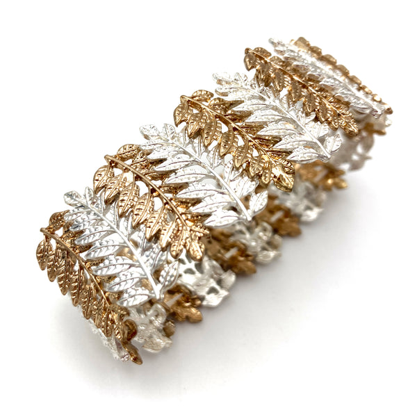 Silver Gold Plant Leaf Stretch Bracelet