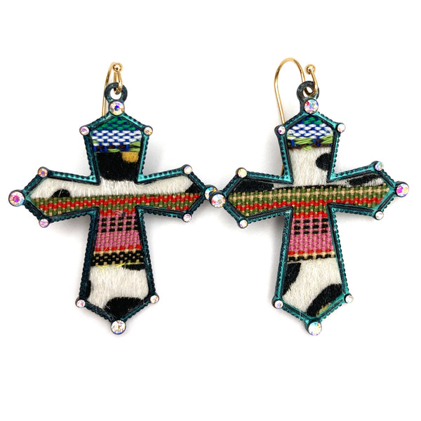 Cross Cowhide Stitch Pattern Earring