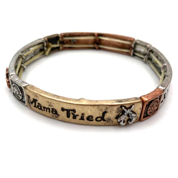 Mama Tried Shotgun Bullet Gun Stretch Bracelet