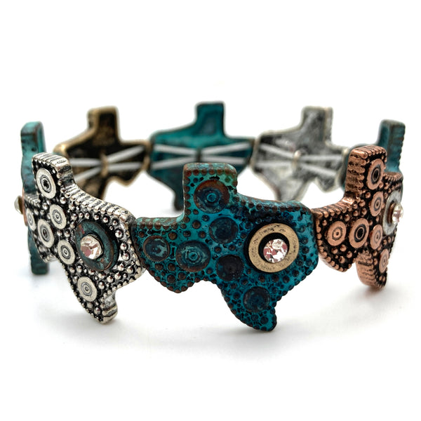 Bullet Shotgun Shell Texas Shape Western Stretch Bracelet