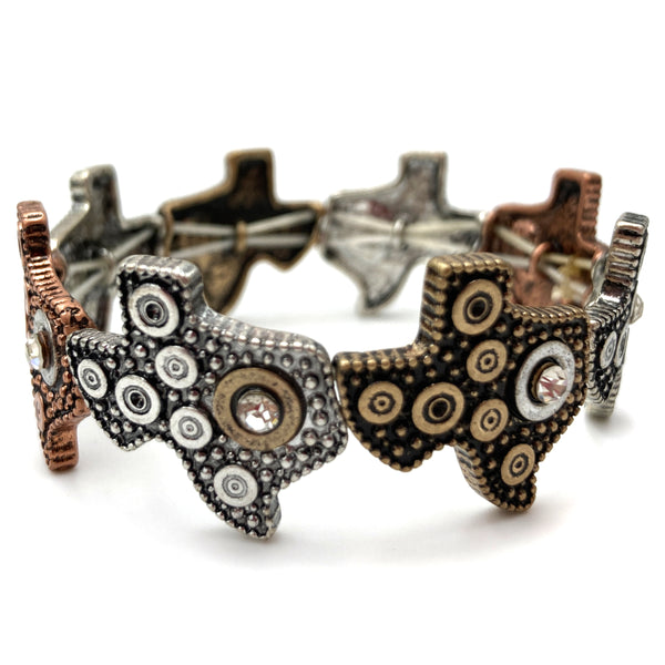 Bullet Shotgun Shell Texas Shape Western Stretch Bracelet