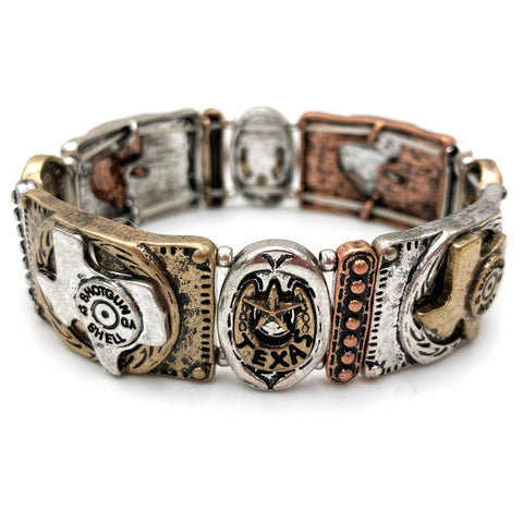 Texas Star Horseshoe Shotgun Bullet Western Stretch Bracelet