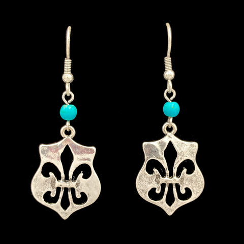 Fleur De Lis Hammered Cutout Dangle Earring