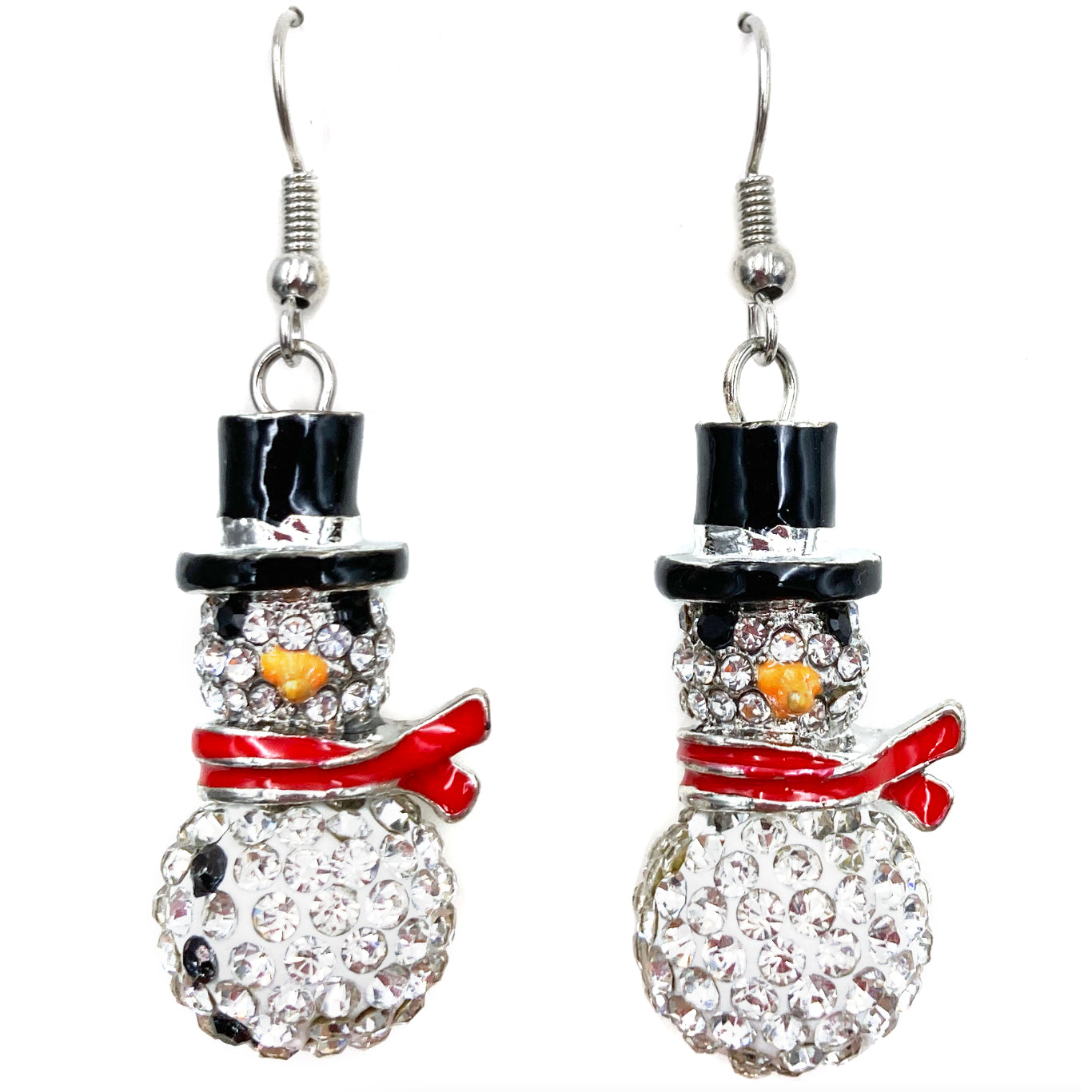 Christmas Snowman Clay Rhinestone Dangle Earring