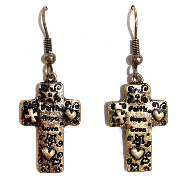 Faith Hope Love Cross Earrings