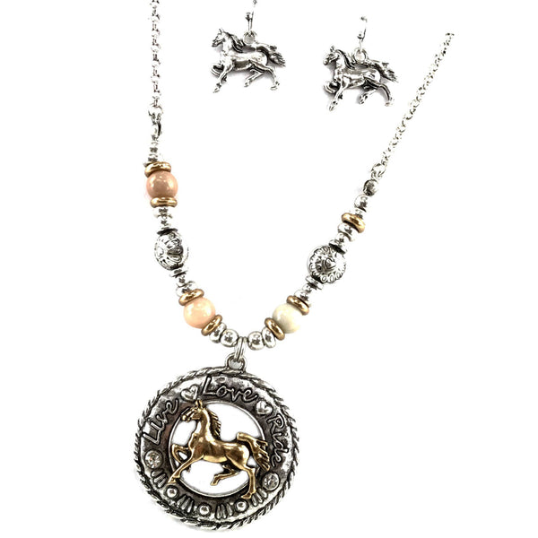 Live Love Ride Horse Pendant Necklace