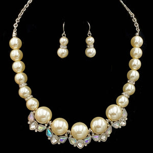 Pearl Crystal Necklace with Earrings