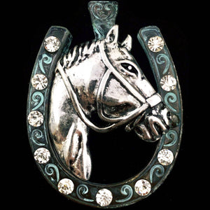 Horse Rhinestone Good Luck Western Magnetic Pendant