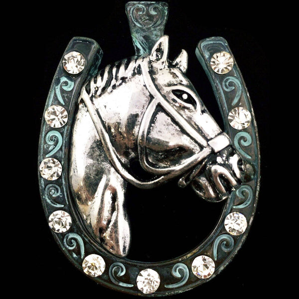 Horse Rhinestone Good Luck Western Magnetic Pendant