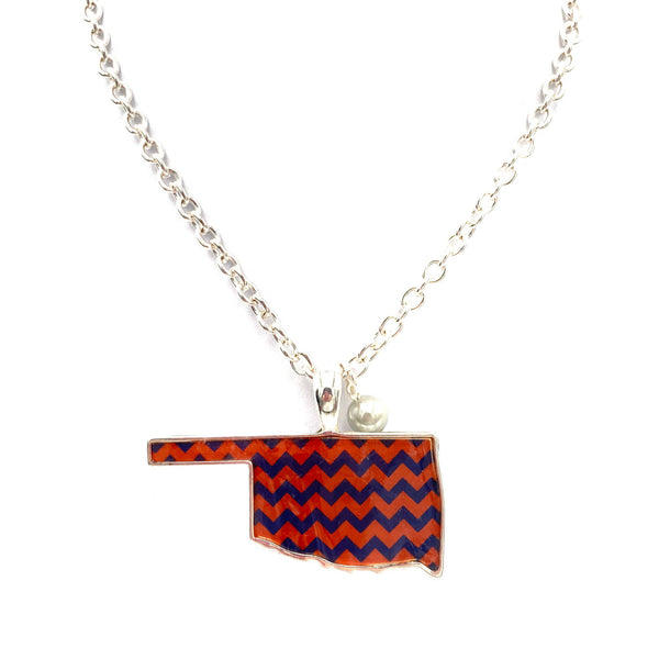 Oklahoma State Chevron Necklace