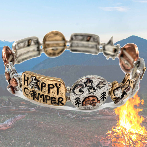 Happy Camper Camping Western Stretch Bracelet