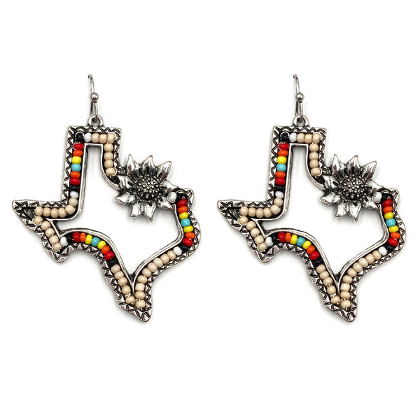 Texas Seed Bead Flower Southwestern Bohemian Earrings