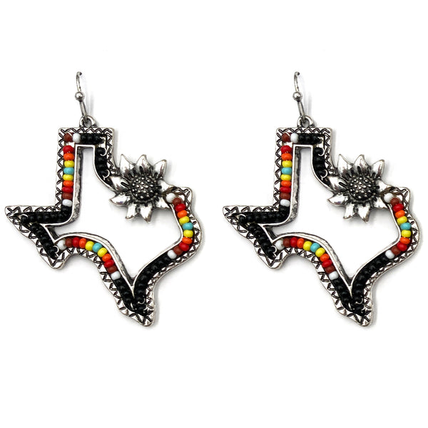 Texas Seed Bead Flower Southwestern Bohemian Earrings