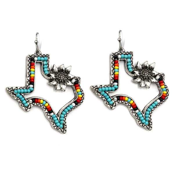 Texas Seed Bead Flower Southwestern Bohemian Earrings